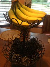 Load image into Gallery viewer, Vintage 2-Tier Wrought Iron Countertop Basket – Elegant Fruit &amp; Vegetable Storage for Your Unique Home