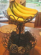 Load image into Gallery viewer, Vintage 2-Tier Wrought Iron Countertop Basket – Elegant Fruit &amp; Vegetable Storage for Your Unique Home