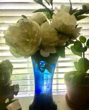 Load image into Gallery viewer, One-of-a-Kind Vintage Cobalt Blue Scalloped Vase - 14&quot; Handcrafted Mid-Century Modern Decor