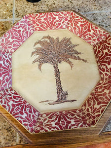 Treasures by Tawanna Vintage Palm Tree Octagonal Découpage Plates - Set of 2
