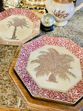 Load image into Gallery viewer, Treasures by Tawanna Vintage Palm Tree Octagonal Découpage Plates - Set of 2