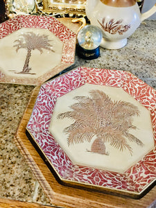 Treasures by Tawanna Vintage Palm Tree Octagonal Découpage Plates - Set of 2