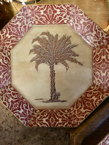 Treasures by Tawanna Vintage Palm Tree Octagonal Découpage Plates - Set of 2