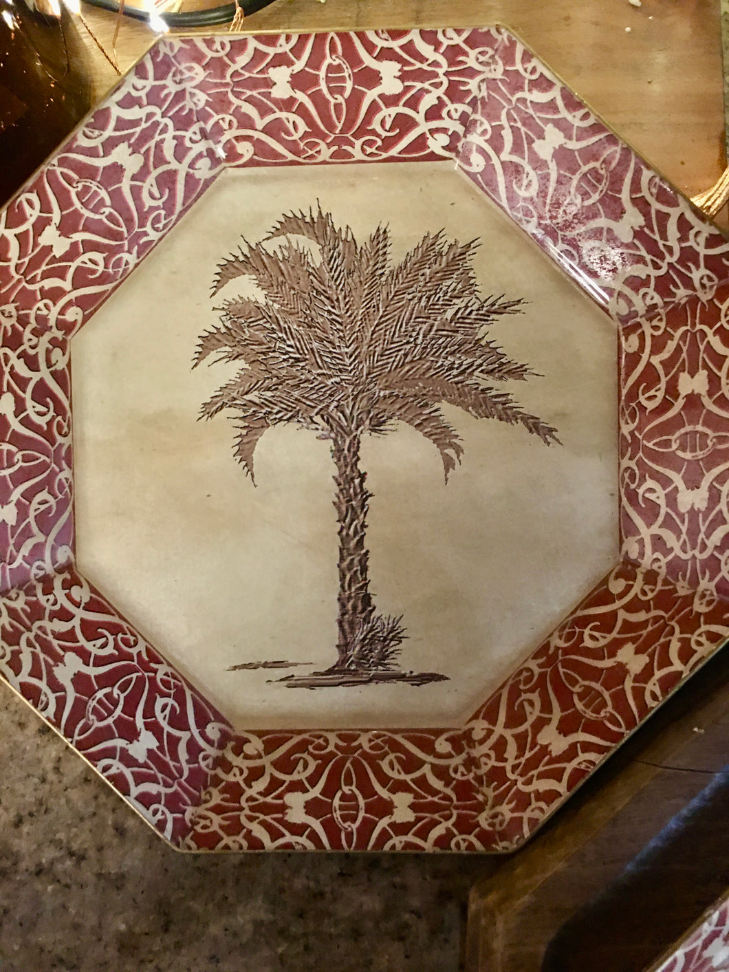 Treasures by Tawanna Vintage Palm Tree Octagonal Découpage Plates - Set of 2