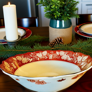 Treasures by Tawanna Red & White Floral Andover Porcelain Serving Bowl, 222 Fifth Edition, 3" High