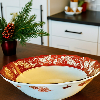 Treasures by Tawanna Red & White Floral Andover Porcelain Serving Bowl, 222 Fifth Edition, 3