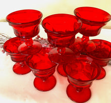 Load image into Gallery viewer, Ruby red provincial footed tumblers (6)