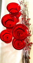 Load image into Gallery viewer, Ruby red provincial footed tumblers (6)