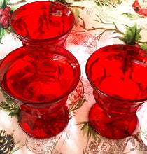 Load image into Gallery viewer, Ruby red provincial footed tumblers (6)