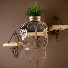 Load image into Gallery viewer, Treasures by Tawanna: Vintage Bronze Metal Wall Shelves with Jeweled Leaves (Pair)