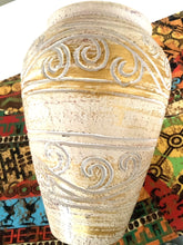 Load image into Gallery viewer, Vintage Hand-Carved Stoneware Vase – Tan Bronze Art