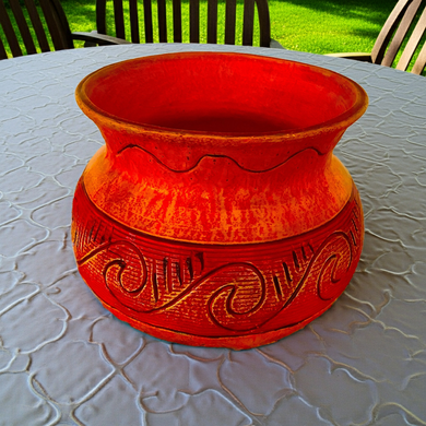 One-of-a-Kind Vintage American Pottery Bowl – Signed, Hand-Carved Home Decor