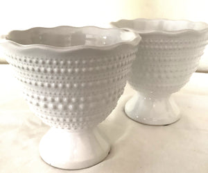 White Hobnail Planters