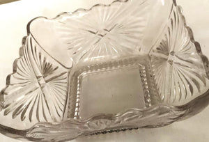 Clear Cut Glass Square Bowl