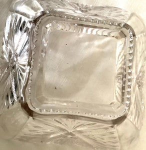 Clear Cut Glass Square Bowl