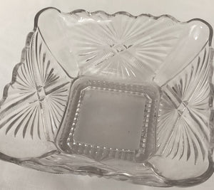 Clear Cut Glass Square Bowl