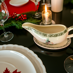 Treasures by Tawanna Vintage Green and Red Holiday Gravy Boat Set
