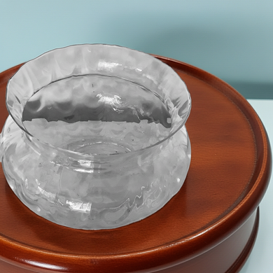 Vintage Clear Glass Scalloped Edge Bowl with PH Engraving