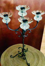 Load image into Gallery viewer, Vintage 5 Arm Tall Wrought Iron Tabletop Candelabra with White Globes