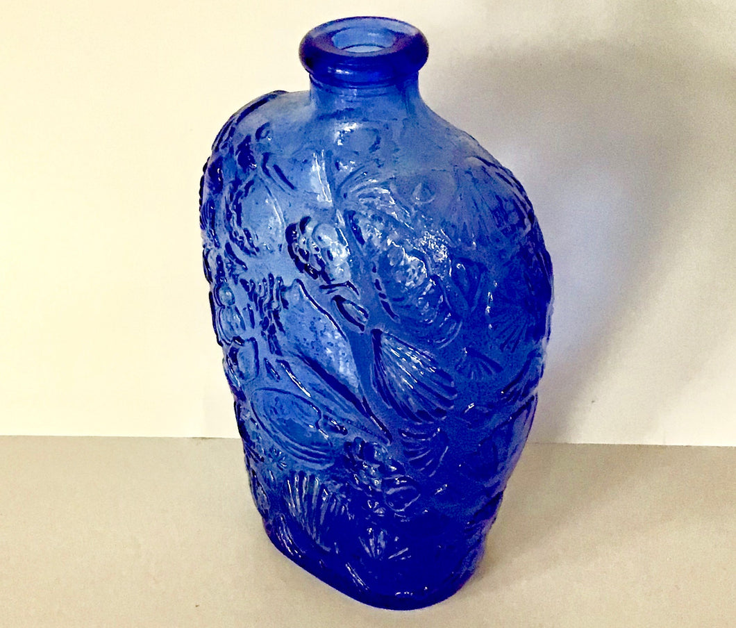 Vintage Libby Cobalt Blue Glass Flask