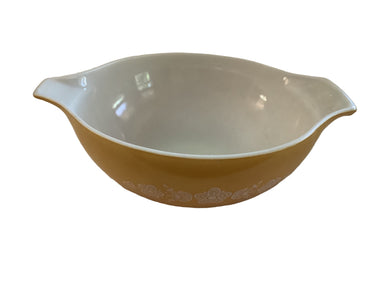 Pyrex Vintage Butterfly Flower Gold Patterned Mixing Bowl, #444